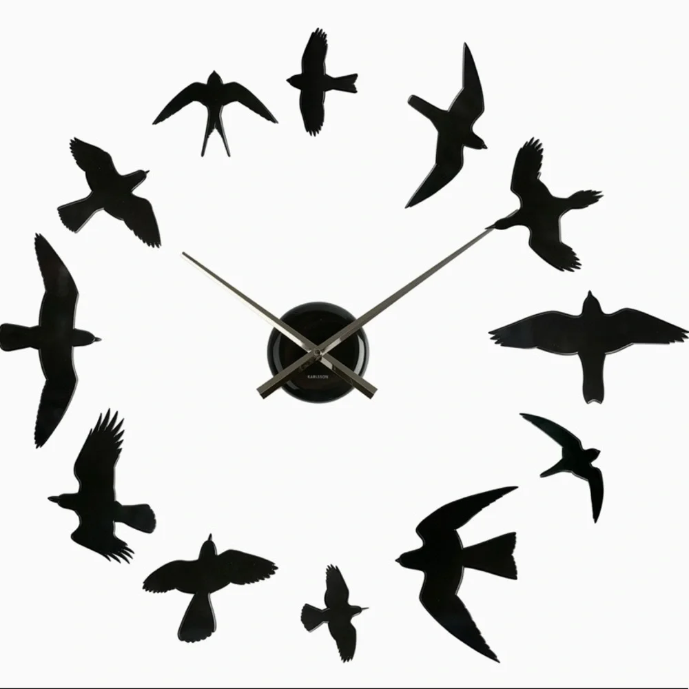 Karlsson Bird Wall Clock - black
